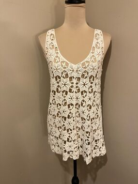 Artisan Ny Cream Crochet Openwork Tank Top, size Small